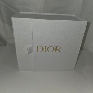 Dior White Textured Magnetic Gift Box Gold Logo Large Storage Box